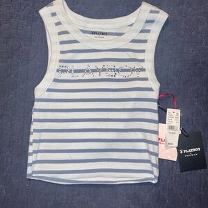 Women’s play boy by PacSun tank top size xsmall new with tags blue and white